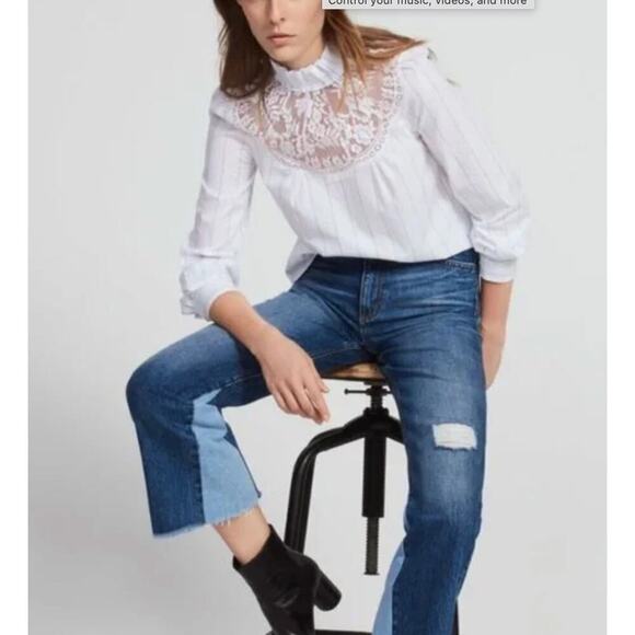 Sandro Monika Striped Lace Top - Picture 1 of 9